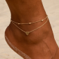 Mobile Preview: 2 sets of gold-colored anklets with hearts and beads